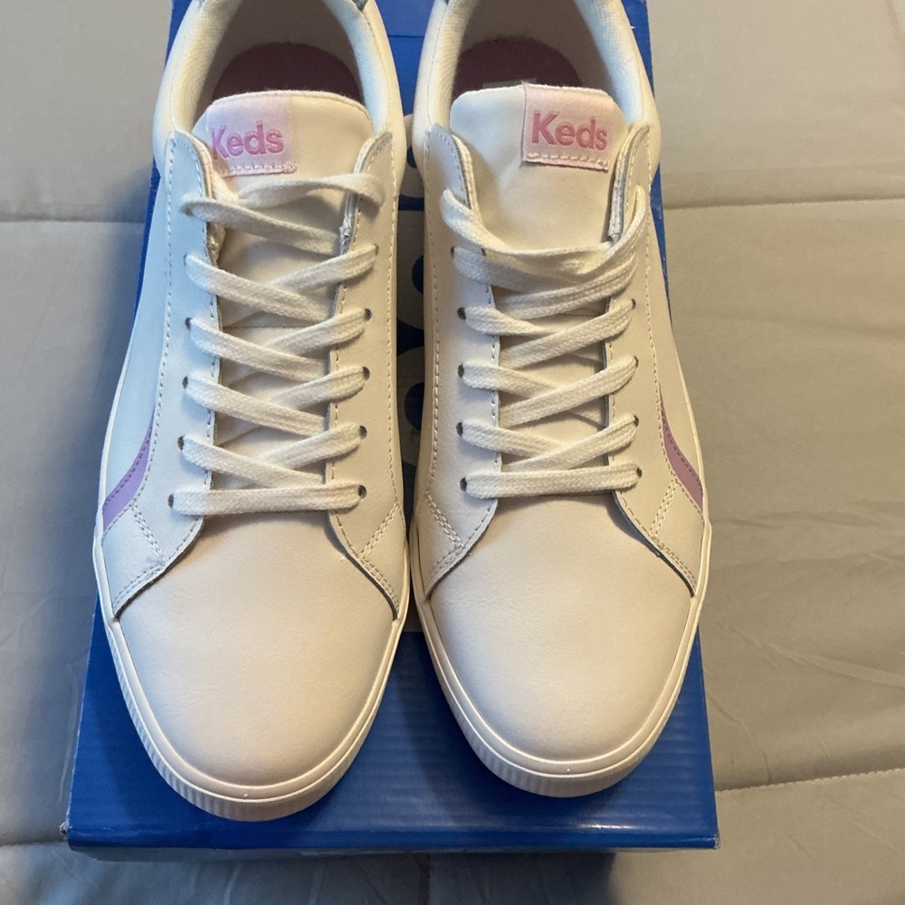 Keds Snow White Sneakers with Pink Details